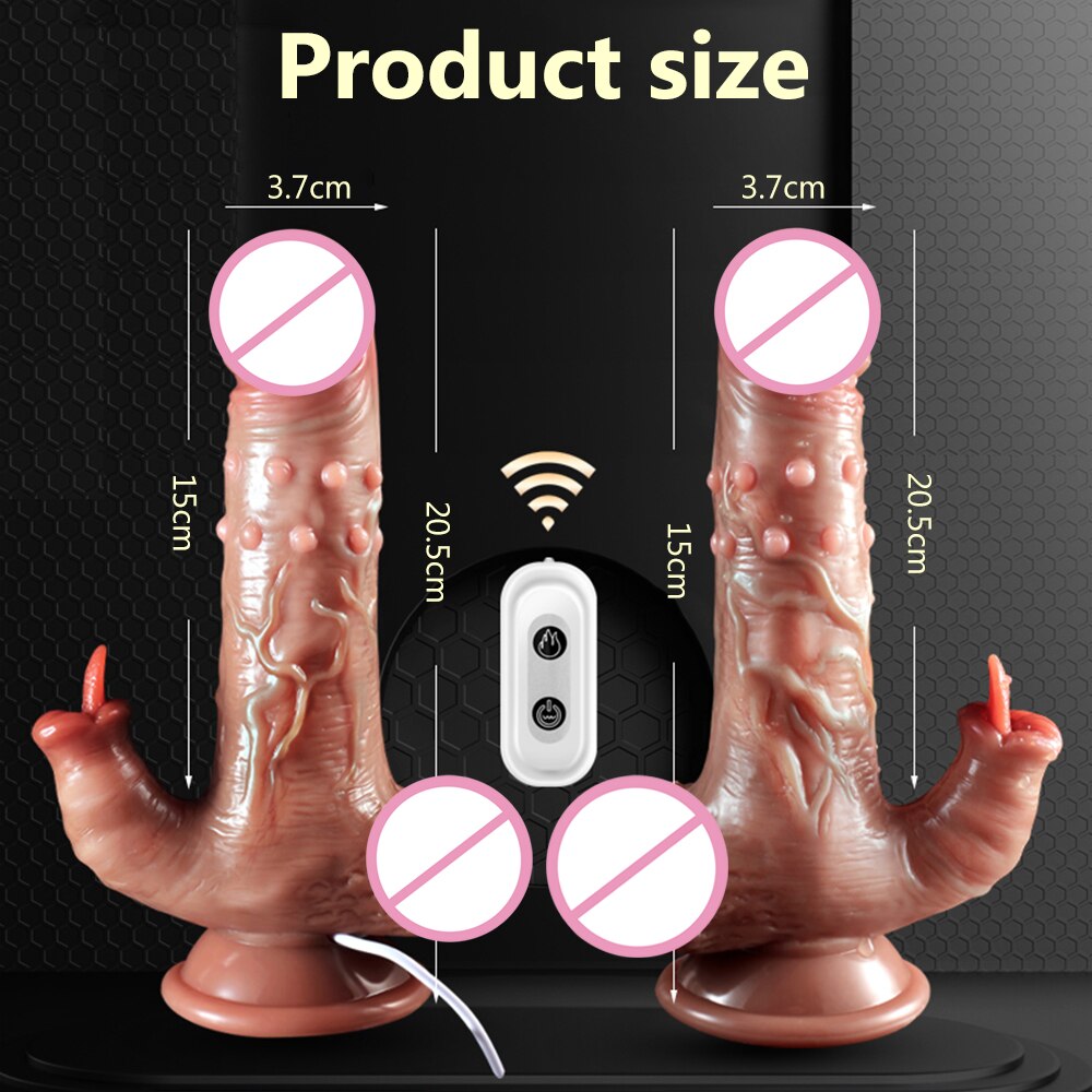 Thrusting Dildo จริง Vibrator ดูดถ้วย Telescopic ความร้อน Penis Vibrator หญิง Masturbator เซ็กซ์ทอยสำหรับสตรี - buysextoyth