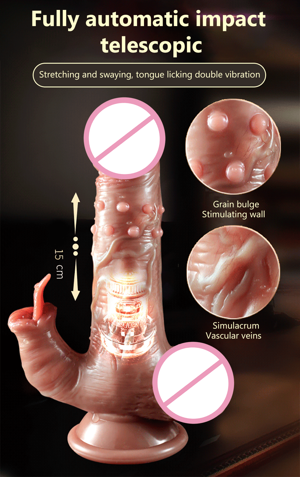Thrusting Dildo จริง Vibrator ดูดถ้วย Telescopic ความร้อน Penis Vibrator หญิง Masturbator เซ็กซ์ทอยสำหรับสตรี - buysextoyth