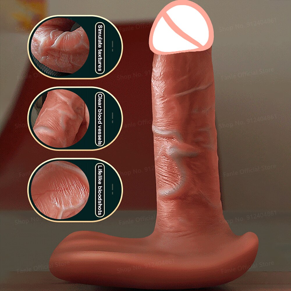 รีโมทคอนโทรล Thrusting จริงซิลิโคน Dildo Vibrators สำหรับผู้ใหญ่ผู้หญิง Telescopic อวัยวะเพศชายหญิงช่องคลอด Masturbator เพศของเล่น - buysextoyth