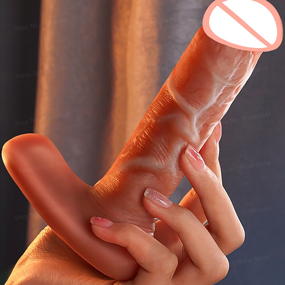 รีโมทคอนโทรล Thrusting จริงซิลิโคน Dildo Vibrators สำหรับผู้ใหญ่ผู้หญิง Telescopic อวัยวะเพศชายหญิงช่องคลอด Masturbator เพศของเล่น - buysextoyth