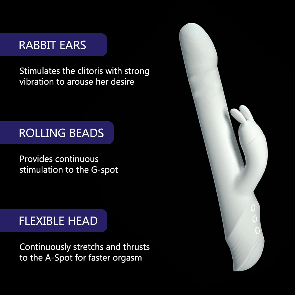 Thursting กระต่าย Vibrator สำหรับผู้หญิง Rolling ลูกปัดซิลิโคน Dildo Clitoris G Spot Stimulator ผู้ใหญ่เซ็กซ์ทอย Drywell V20 - buysextoyth