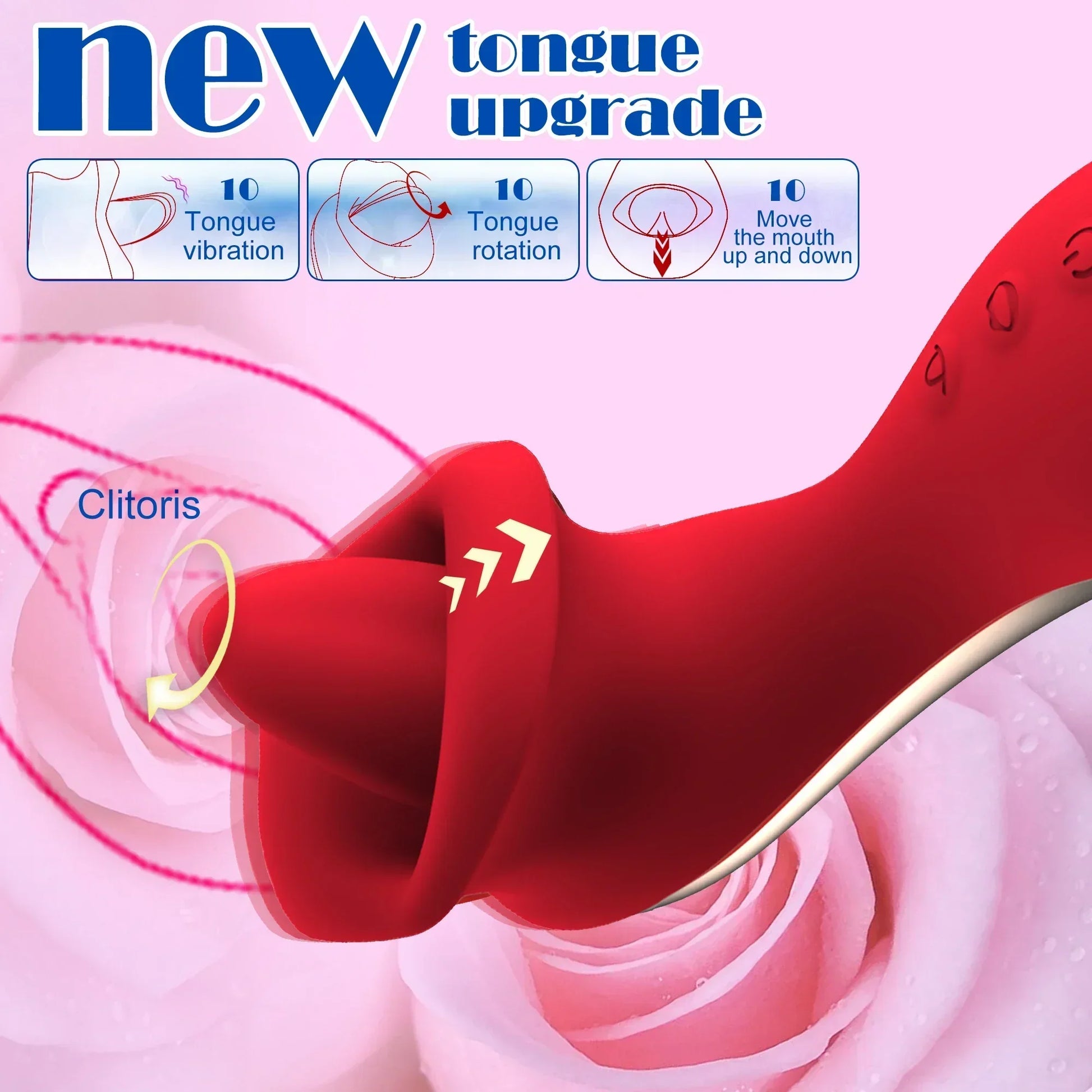 Tongue Licking Vibrator for Women with Handle 10 Speed Clitoral Stimulator Nipple G-Spot female Masturbator Adult Sex Toys 18+ - buysextoyth