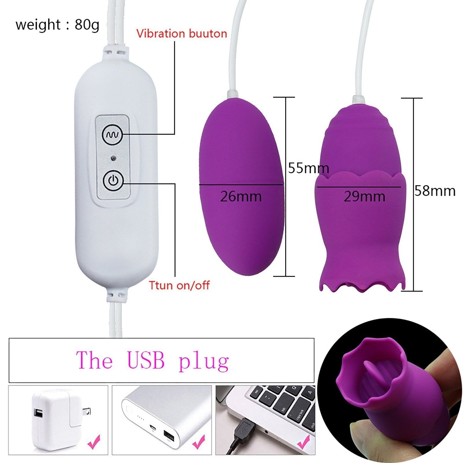 Tongue Oral Licking Vibrators Sex Toys for Women Clitoris Stimulator Dildo Egg Vibrator USB Power Adult Product - buysextoyth