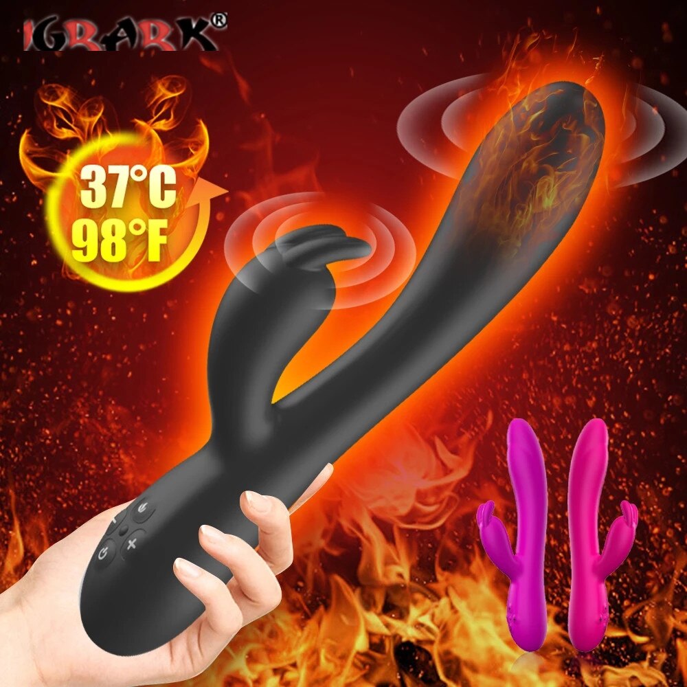 USB Charging Heating AV Rabbit Dildo Vibrator Vagina Clitoris Stimulator G-Spot Adult Game Sex Toys for Women Female Masturbator - buysextoyth