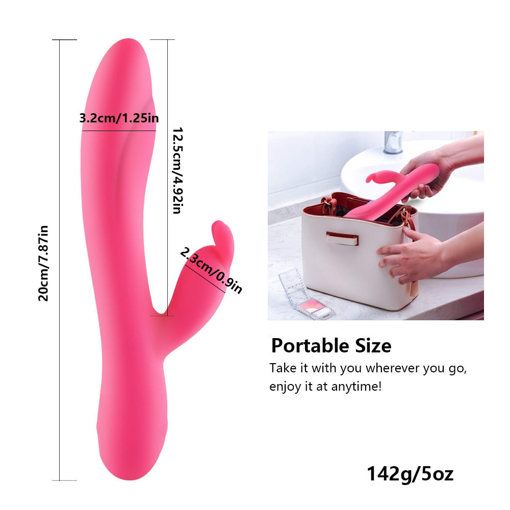 USB Charging Heating AV Rabbit Dildo Vibrator Vagina Clitoris Stimulator G-Spot Adult Game Sex Toys for Women Female Masturbator - buysextoyth
