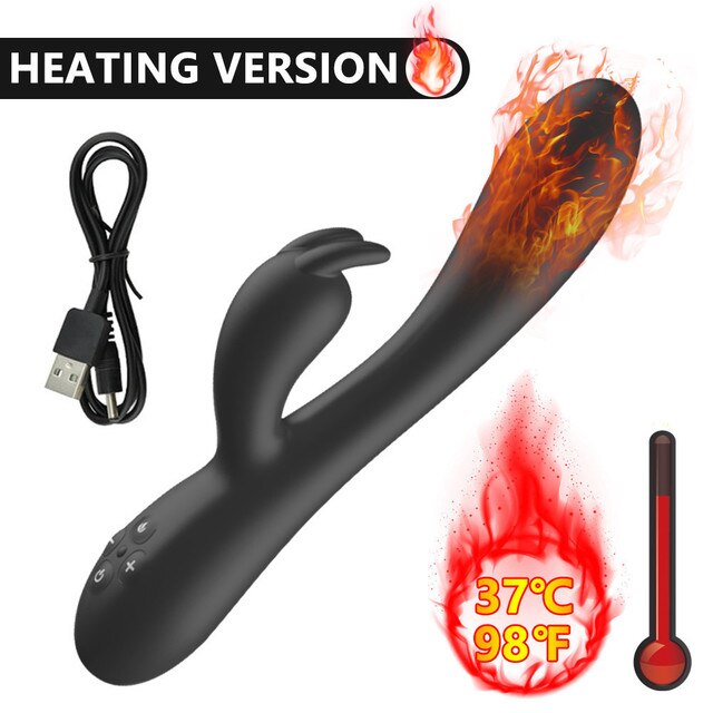 USB Charging Heating AV Rabbit Dildo Vibrator Vagina Clitoris Stimulator G-Spot Adult Game Sex Toys for Women Female Masturbator - buysextoyth