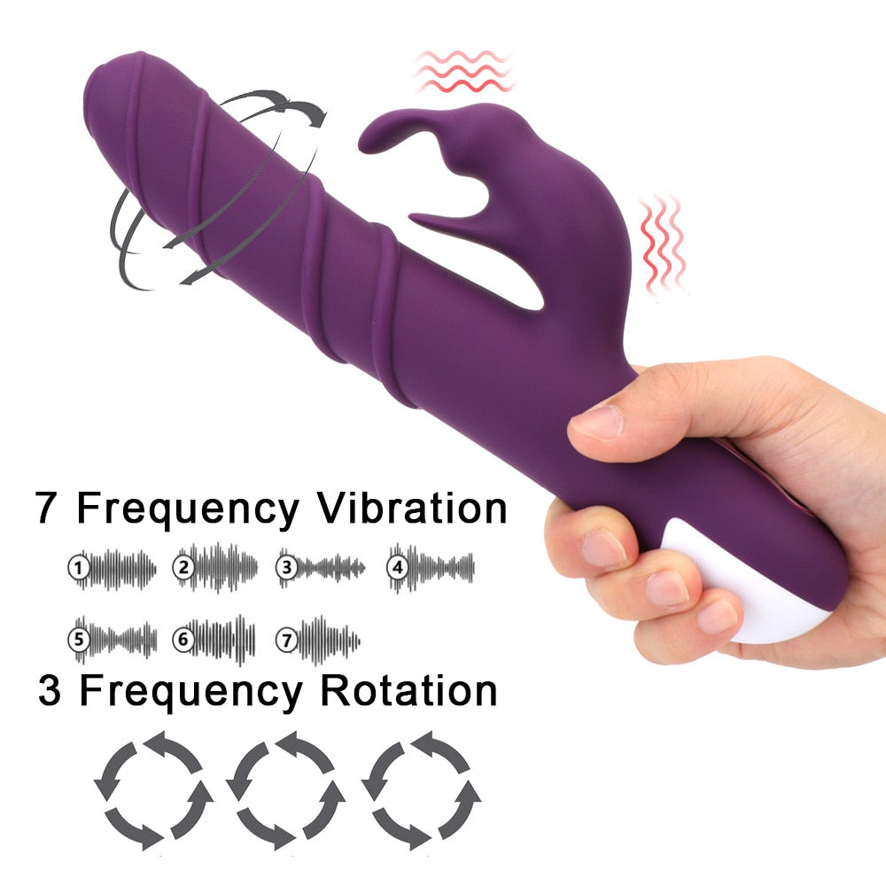 Vaginal Clitoral Stimulator G Spot Dildo Vibrator Adult Products Dual Motor Sex Toys for Women Rotating Rabbit Vibrator Wand - buysextoyth