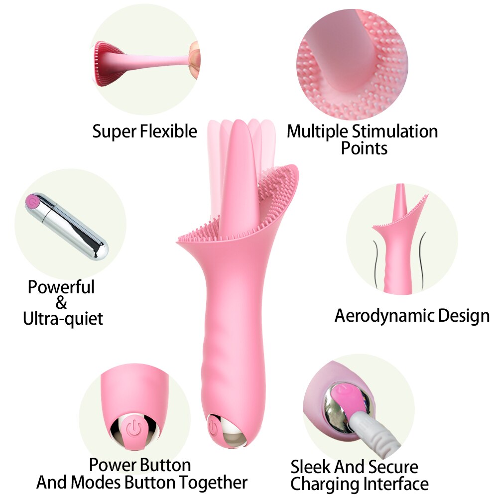 Vaginal Massage G Spot Clitoral Vibrator Tongue Licking Clit Tickler Sex Toys for Women 10 Modes Vibrating Adult Orgasm Product - buysextoyth