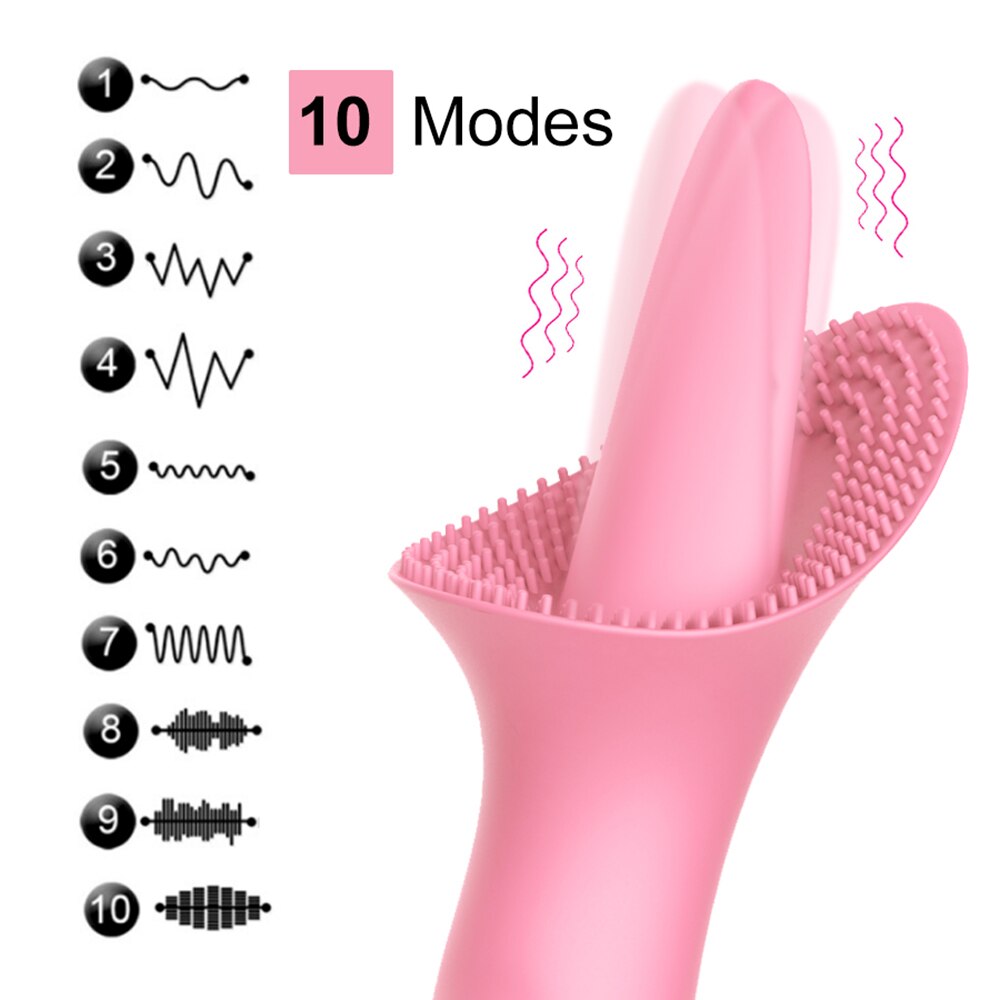 Vaginal Massage G Spot Clitoral Vibrator Tongue Licking Clit Tickler Sex Toys for Women 10 Modes Vibrating Adult Orgasm Product - buysextoyth