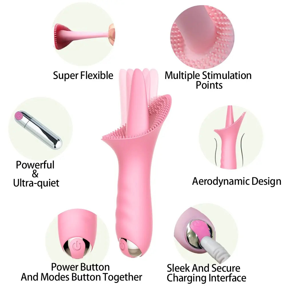 Vaginal Massage G Spot Clitoral Vibrator Tongue Licking Clit Tickler Sex Toys for Women 10 Modes Vibrating Adult Orgasm Product - buysextoyth