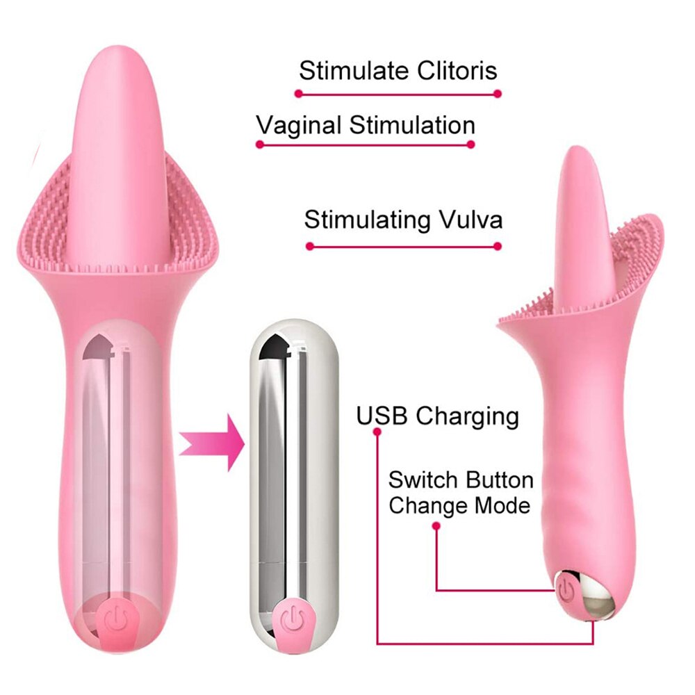 Vaginal Massage G Spot Clitoral Vibrator Tongue Licking Clit Tickler Sex Toys for Women 10 Modes Vibrating Adult Orgasm Product - buysextoyth