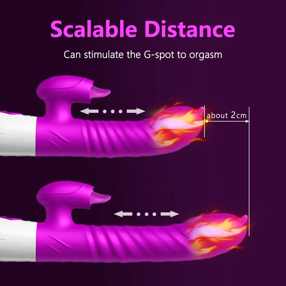 ใหม่คู่ลิ้น Vibrating Dildo Telescopic หมุน Vibrators สำหรับผู้หญิง Anal ช่องคลอด Clitoris Stimulator ผู้ใหญ่เซ็กซ์ทอย - buysextoyth
