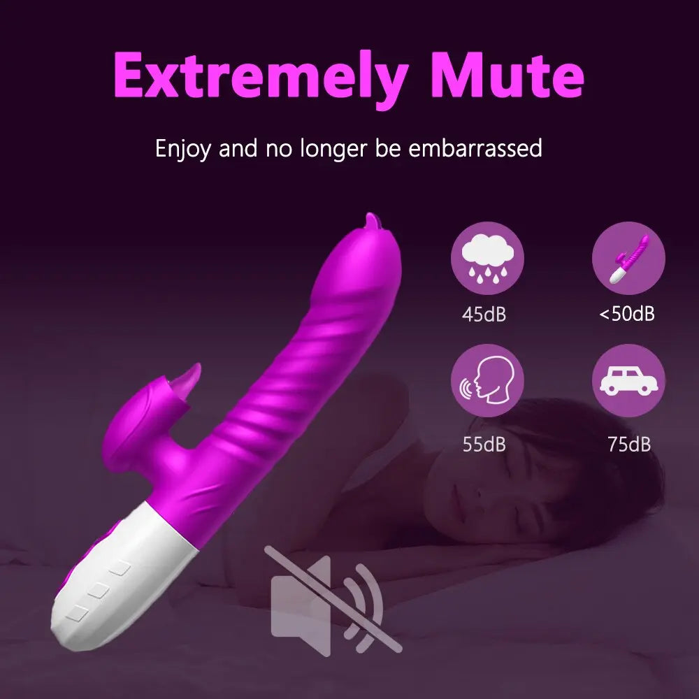ใหม่คู่ลิ้น Vibrating Dildo Telescopic หมุน Vibrators สำหรับผู้หญิง Anal ช่องคลอด Clitoris Stimulator ผู้ใหญ่เซ็กซ์ทอย - buysextoyth
