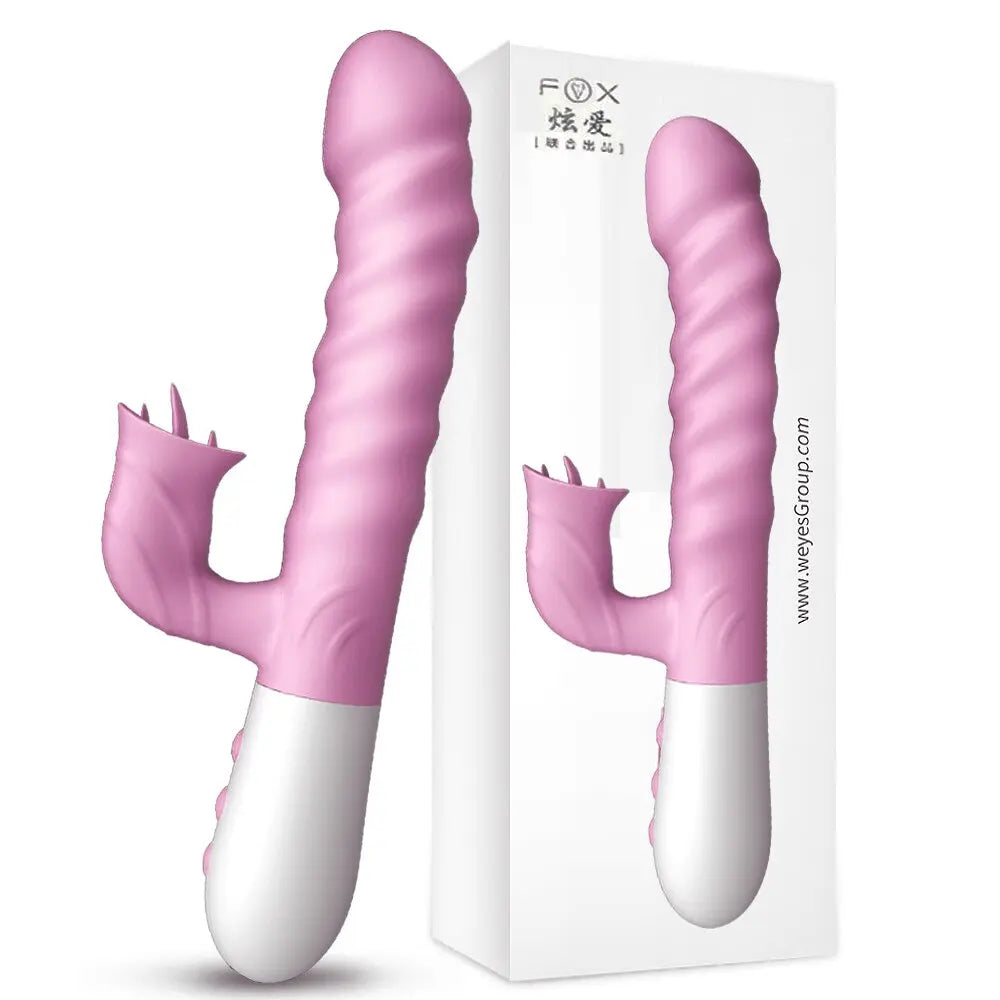 ใหม่คู่ลิ้น Vibrating Dildo Telescopic หมุน Vibrators สำหรับผู้หญิง Anal ช่องคลอด Clitoris Stimulator ผู้ใหญ่เซ็กซ์ทอย - buysextoyth