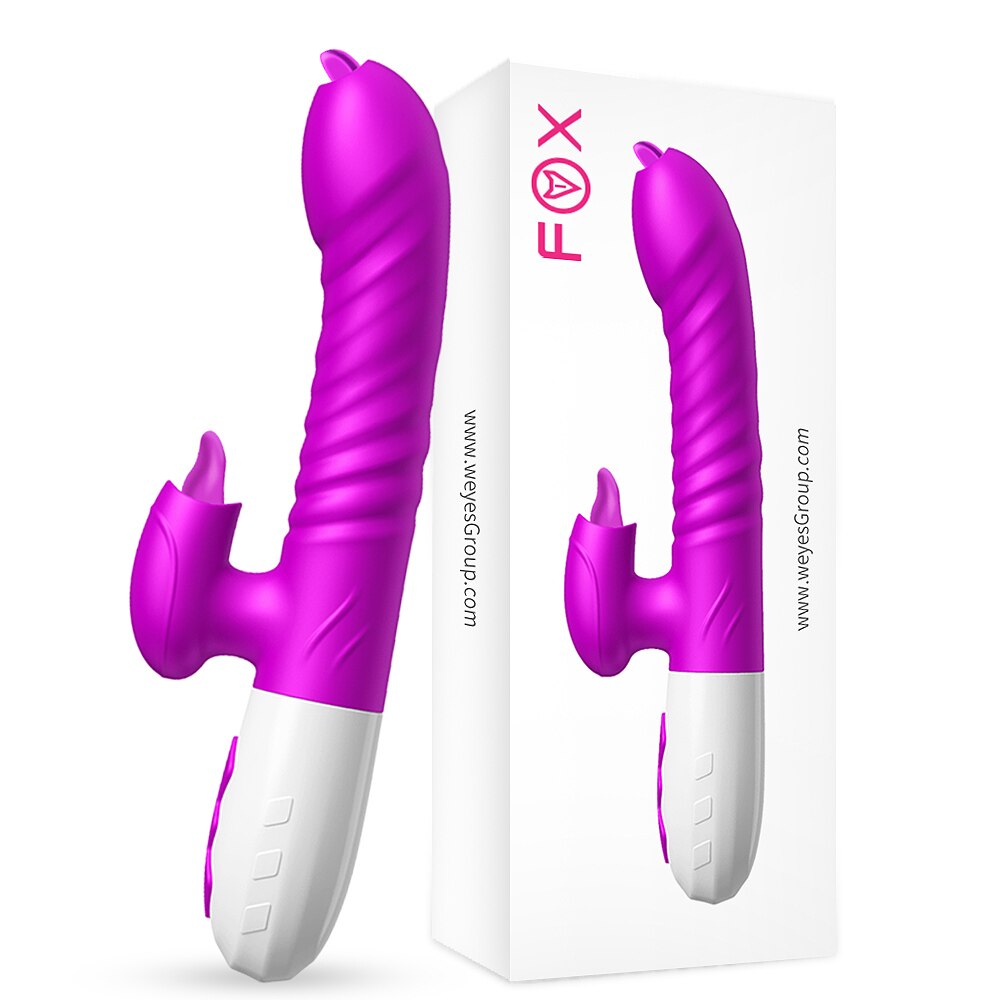 ใหม่คู่ลิ้น Vibrating Dildo Telescopic หมุน Vibrators สำหรับผู้หญิง Anal ช่องคลอด Clitoris Stimulator ผู้ใหญ่เซ็กซ์ทอย - buysextoyth