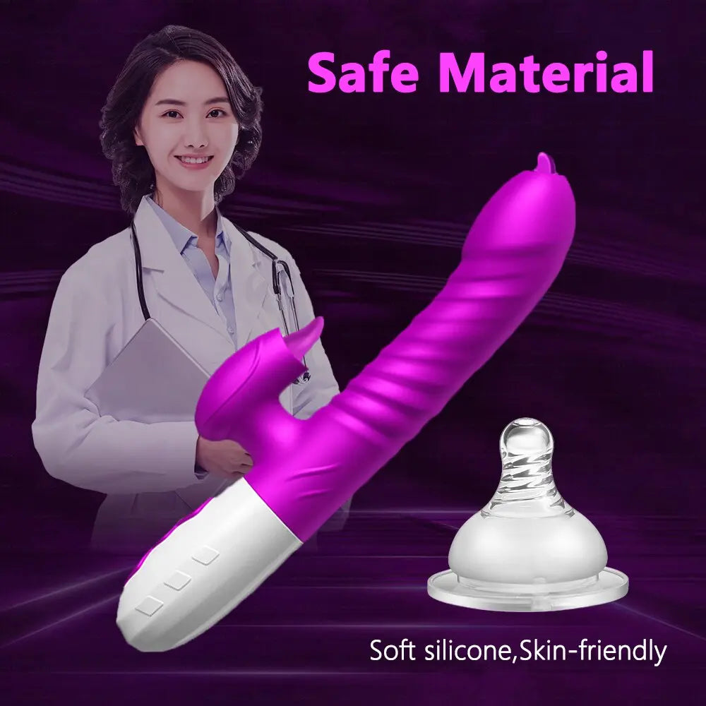 ใหม่คู่ลิ้น Vibrating Dildo Telescopic หมุน Vibrators สำหรับผู้หญิง Anal ช่องคลอด Clitoris Stimulator ผู้ใหญ่เซ็กซ์ทอย - buysextoyth