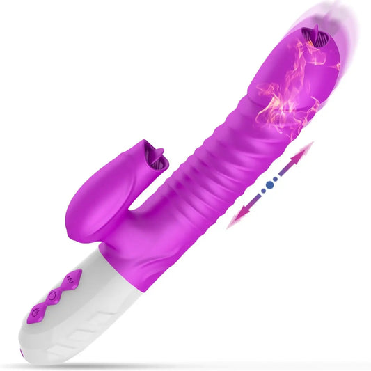 ใหม่คู่ลิ้น Vibrating Dildo Telescopic หมุน Vibrators สำหรับผู้หญิง Anal ช่องคลอด Clitoris Stimulator ผู้ใหญ่เซ็กซ์ทอย - buysextoyth