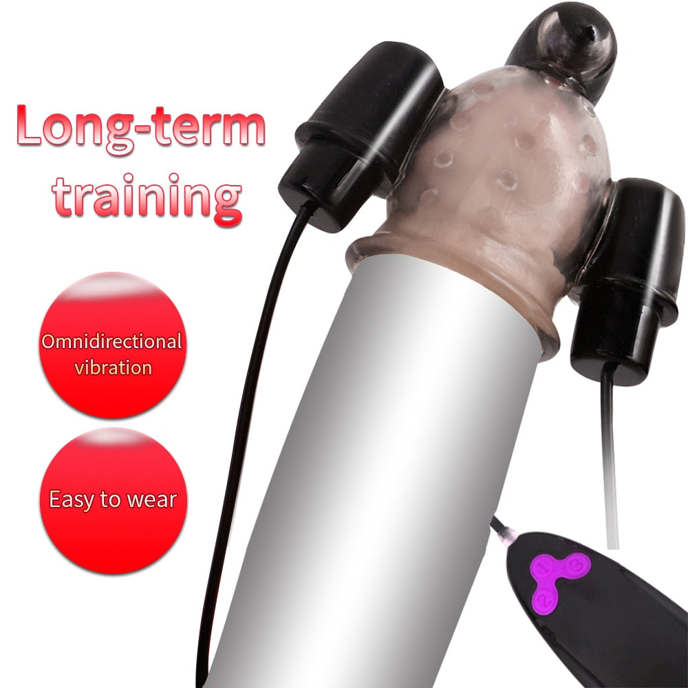 Vibrating Ghost Exerciser Sex Toy for Adult Sex Products Glans Vibrator Penis Pump Enlargement Vibrator for Men Masturbator - buysextoyth