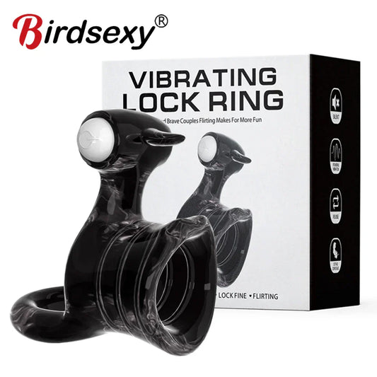 Vibrating Penis Ring for Couple Delay Ejaculation G spot Clitoris Stimulator Massager Double Cock Ring Vibrator Sex Toys for Men - buysextoyth