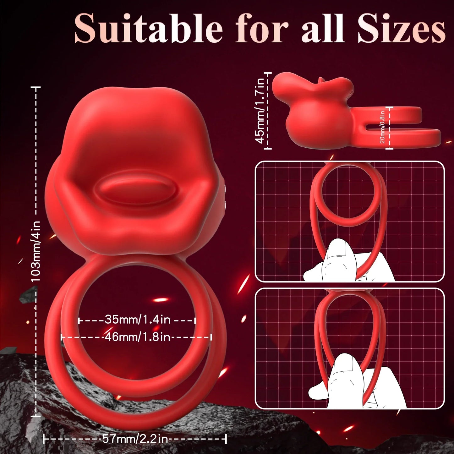 Vibrating Penis Ring with Tongue Licking Clitoral Stimulator Delay Ejaculation Cockring Penisring Sex Toys for Men Adults 18 - buysextoyth