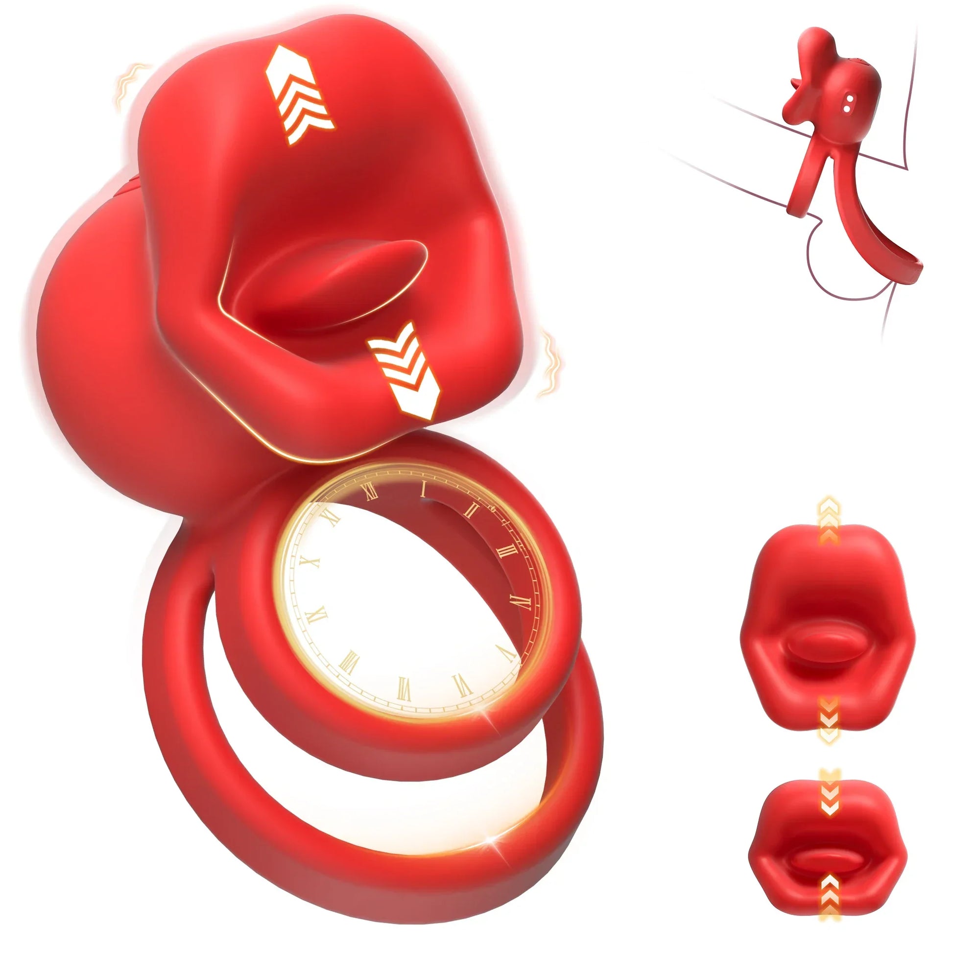 Vibrating Penis Ring with Tongue Licking Clitoral Stimulator Delay Ejaculation Cockring Penisring Sex Toys for Men Adults 18 - buysextoyth