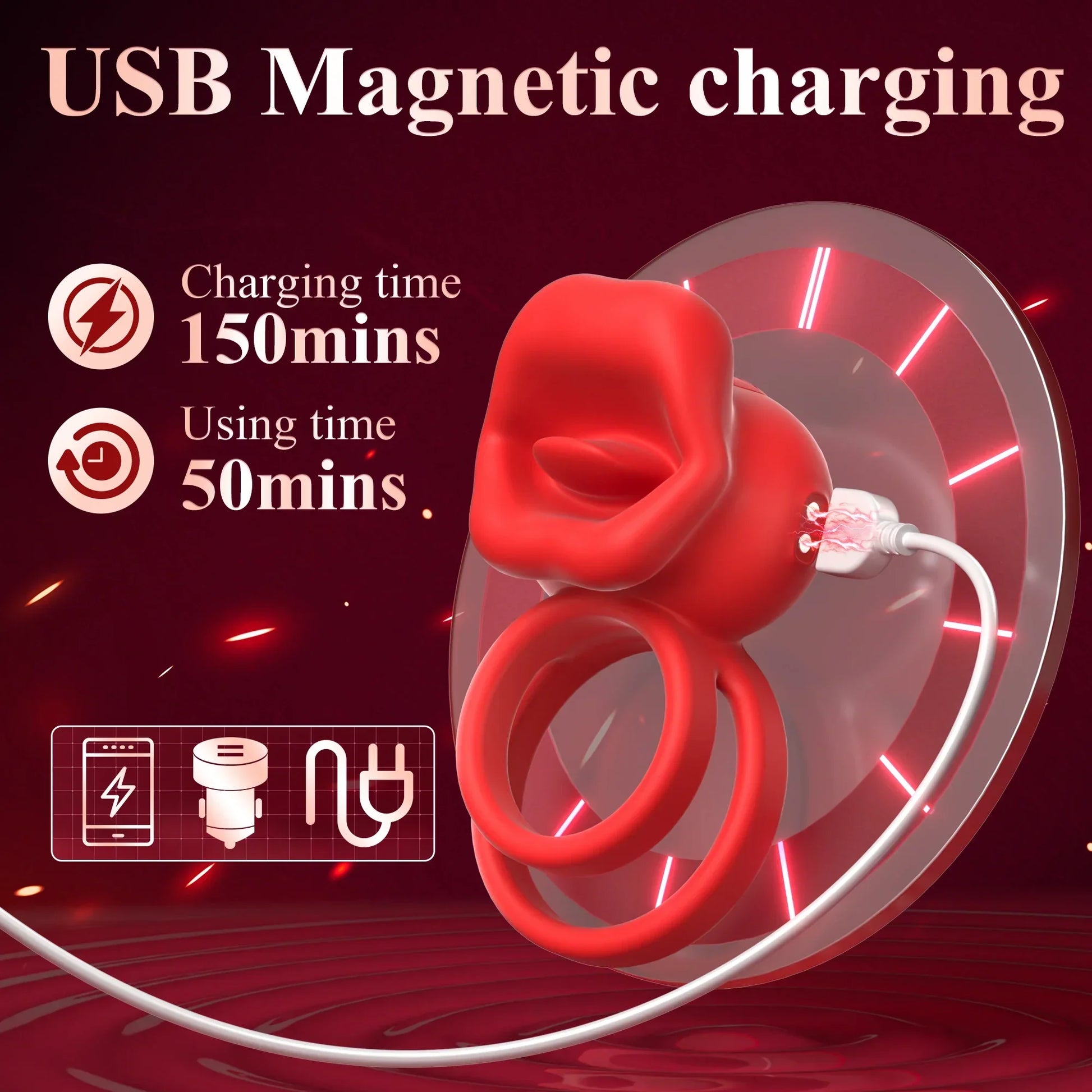 Vibrating Penis Ring with Tongue Licking Clitoral Stimulator Delay Ejaculation Cockring Penisring Sex Toys for Men Adults 18 - buysextoyth