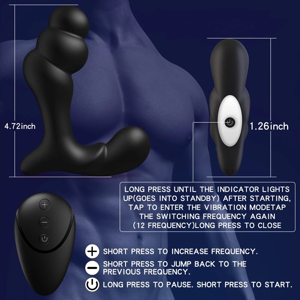 Vibrating Prostate Massager Anal การฝึกอบรม Butt ปลั๊ก12โหมดการสั่นสะเทือน G-Spot Vibrator Anal ลูกปัดกระตุ้นอุปกรณ์ - buysextoyth