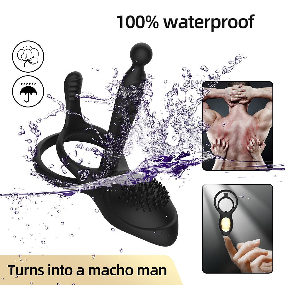 รีโมทคอนโทรลไร้สายอวัยวะเพศชายแหวน Vibratior Delay Ejaculation Vibrating Cockring กระตุ้น Clitoris เซ็กซ์ทอยสำหรับชายคู่ - buysextoyth