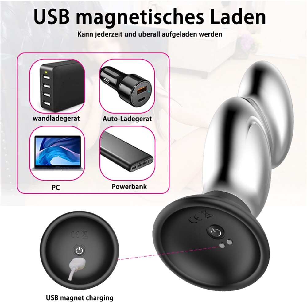 โลหะ Vibrator Anal เสียบของเล่นเพศสำหรับผู้ชาย Anal Massager สแตนเลส Butt Plug G-Spot Anus Stimulator Remote ช่องคลอด Vibrator - buysextoyth
