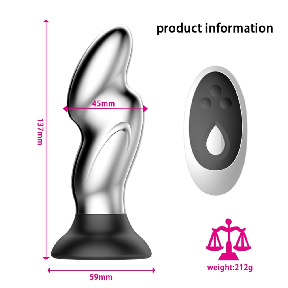 โลหะ Vibrator Anal เสียบของเล่นเพศสำหรับผู้ชาย Anal Massager สแตนเลส Butt Plug G-Spot Anus Stimulator Remote ช่องคลอด Vibrator - buysextoyth