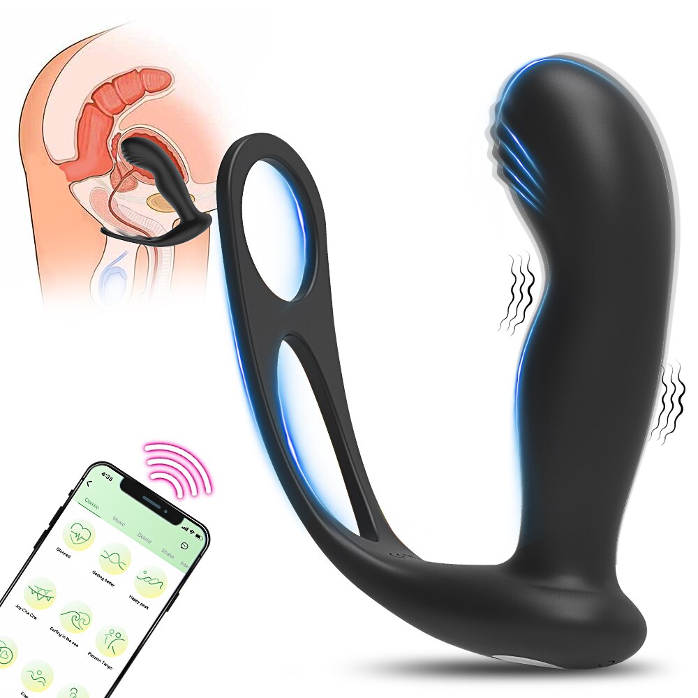 Vibrator ชายต่อมลูกหมากนวด Butt Plug ชะลอการแหวนควบคุม Backyard ของเล่นสามจุดกระตุ้นคู่ Flirt - buysextoyth