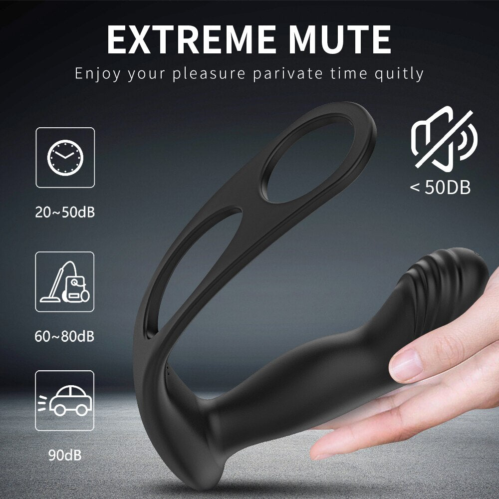 Vibrator ชายต่อมลูกหมากนวด Butt Plug ชะลอการแหวนควบคุม Backyard ของเล่นสามจุดกระตุ้นคู่ Flirt - buysextoyth