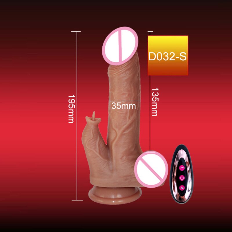 เลียยาง Vibrator สำหรับผู้หญิง Clitoris Stimulator รีโมทคอนโทรล Vibrating Dildo สำหรับผู้หญิง Telescopic เครื่องทำความร้อน Vibrator ของเล่น - buysextoyth