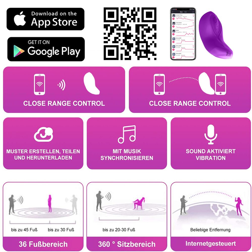 ผีเสื้อสวมใส่ Vibrator ไร้สายรีโมทแอปกางเกง Dildo Vibrator สำหรับผู้หญิง Clitoral Stimulator นวดเร้าอารมณ์เซ็กซ์ทอย - buysextoyth