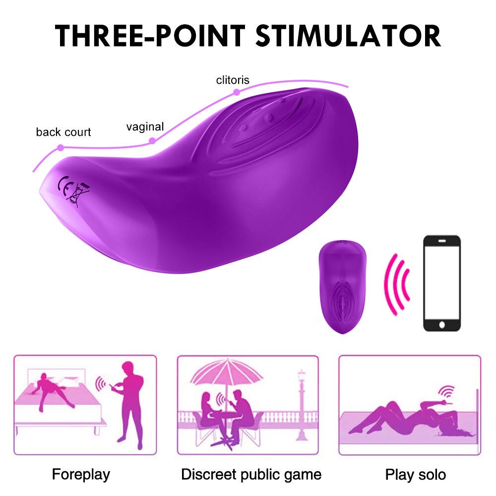 ผีเสื้อสวมใส่ Vibrator ไร้สายรีโมทแอปกางเกง Dildo Vibrator สำหรับผู้หญิง Clitoral Stimulator นวดเร้าอารมณ์เซ็กซ์ทอย - buysextoyth