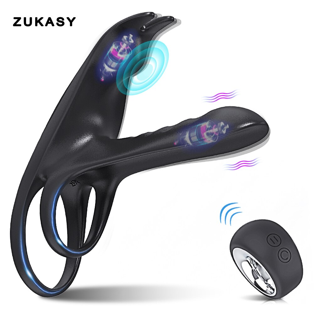 คู่ Vibrator Dual มอเตอร์ Cockring ไร้สาย Cock แหวนอวัยวะเพศชายผู้ใหญ่ของเล่นเซ็กซี่ชาย Delay Ejaculation Penisring - buysextoyth