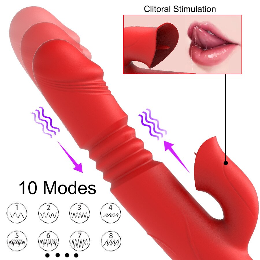 ความร้อนหมุน Vibrator Telescopic G Spot Dildo Vibrator Anal Clit Stimulator หญิง Masturbation เซ็กซ์ทอยสำหรับผู้หญิง - buysextoyth
