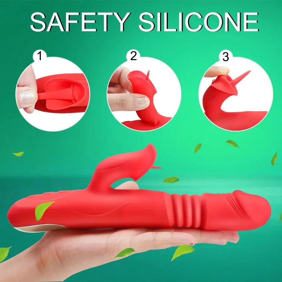 ความร้อนหมุน Vibrator Telescopic G Spot Dildo Vibrator Anal Clit Stimulator หญิง Masturbation เซ็กซ์ทอยสำหรับผู้หญิง - buysextoyth