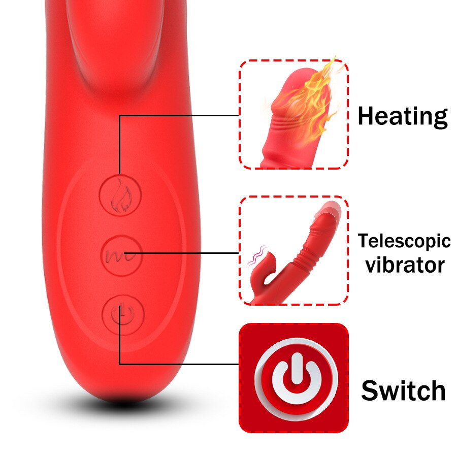 ความร้อนหมุน Vibrator Telescopic G Spot Dildo Vibrator Anal Clit Stimulator หญิง Masturbation เซ็กซ์ทอยสำหรับผู้หญิง - buysextoyth