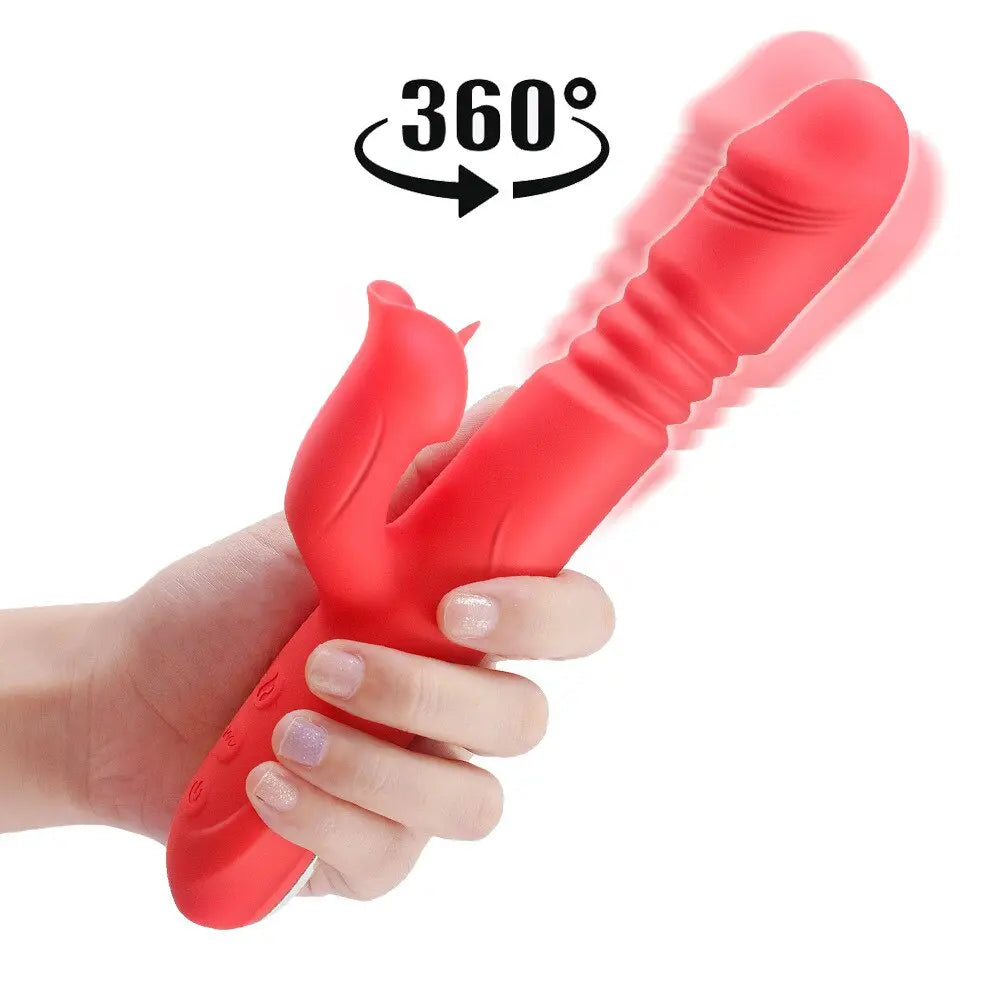 ความร้อนหมุน Vibrator Telescopic G Spot Dildo Vibrator Anal Clit Stimulator หญิง Masturbation เซ็กซ์ทอยสำหรับผู้หญิง - buysextoyth