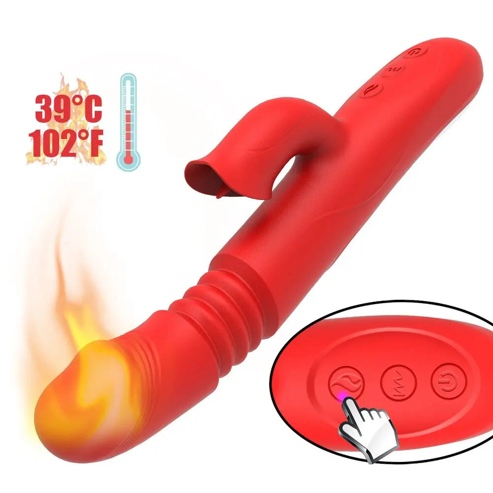 ความร้อนหมุน Vibrator Telescopic G Spot Dildo Vibrator Anal Clit Stimulator หญิง Masturbation เซ็กซ์ทอยสำหรับผู้หญิง - buysextoyth
