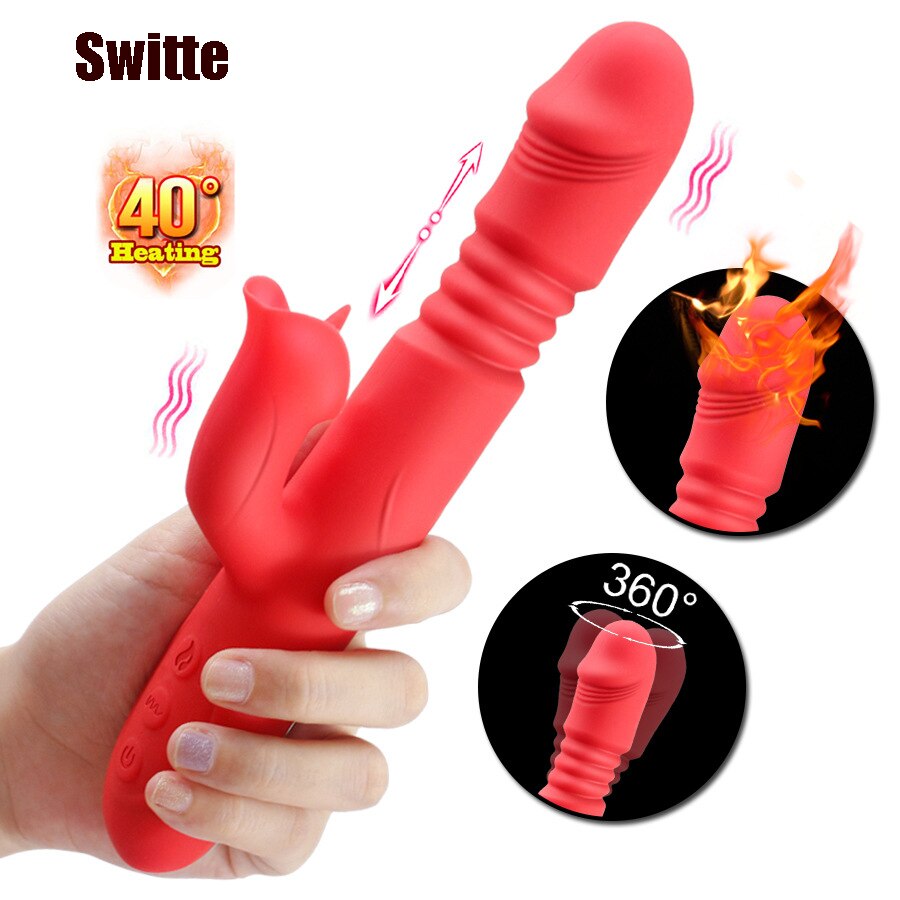 ความร้อนหมุน Vibrator Telescopic G Spot Dildo Vibrator Anal Clit Stimulator หญิง Masturbation เซ็กซ์ทอยสำหรับผู้หญิง - buysextoyth
