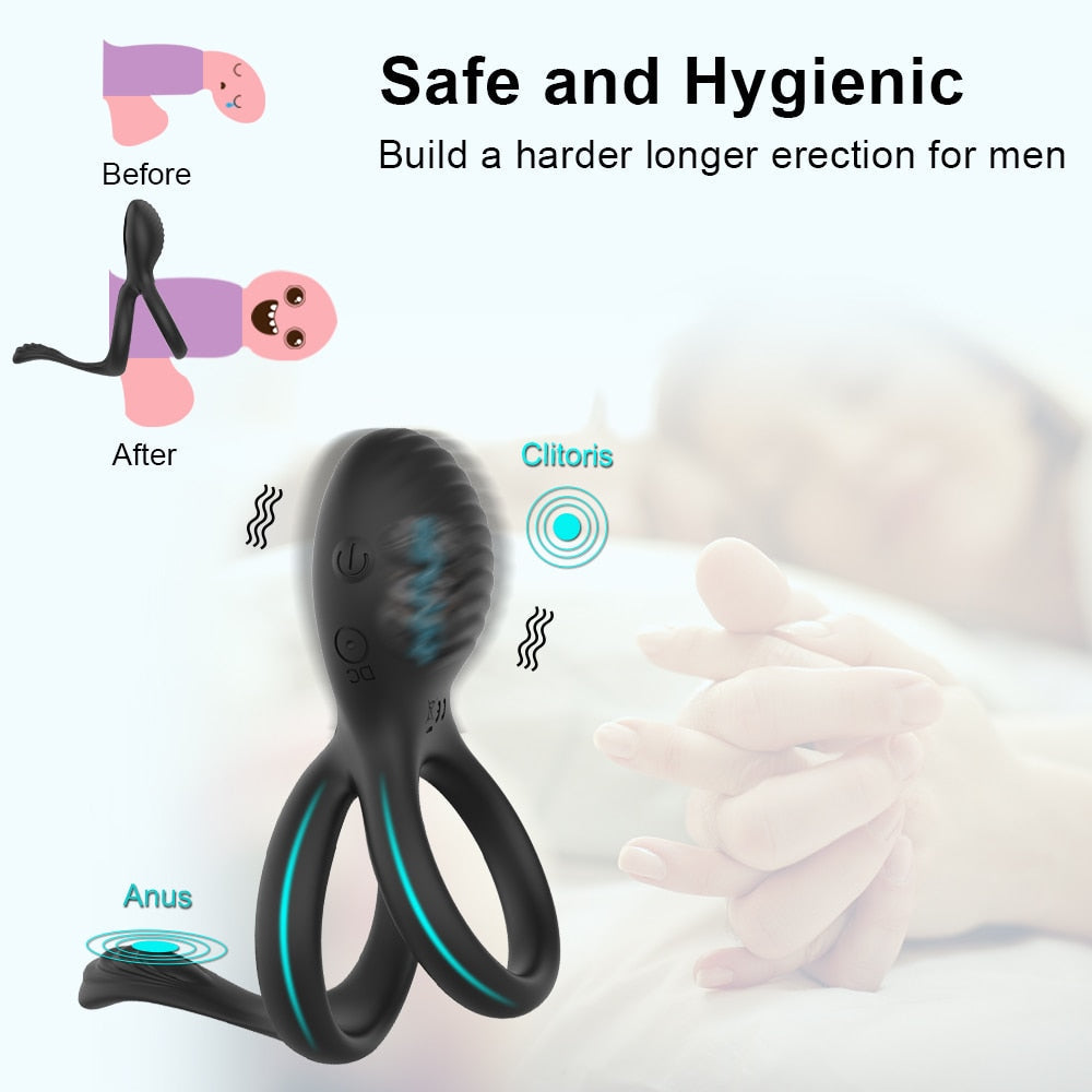 Wireless Couple Ring Sex Toys for Mens Penis Cock Vibrator Ring Cockring Retardant Ejaculation Delay Remote Control - buysextoyth
