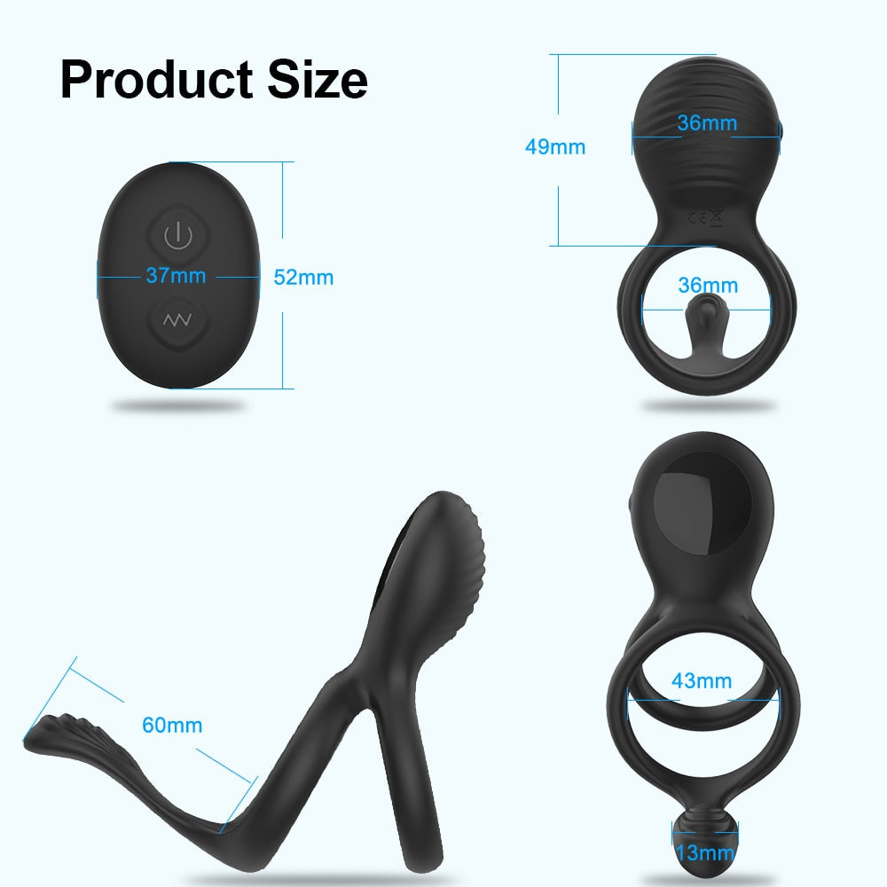 Wireless Couple Ring Sex Toys for Mens Penis Cock Vibrator Ring Cockring Retardant Ejaculation Delay Remote Control - buysextoyth