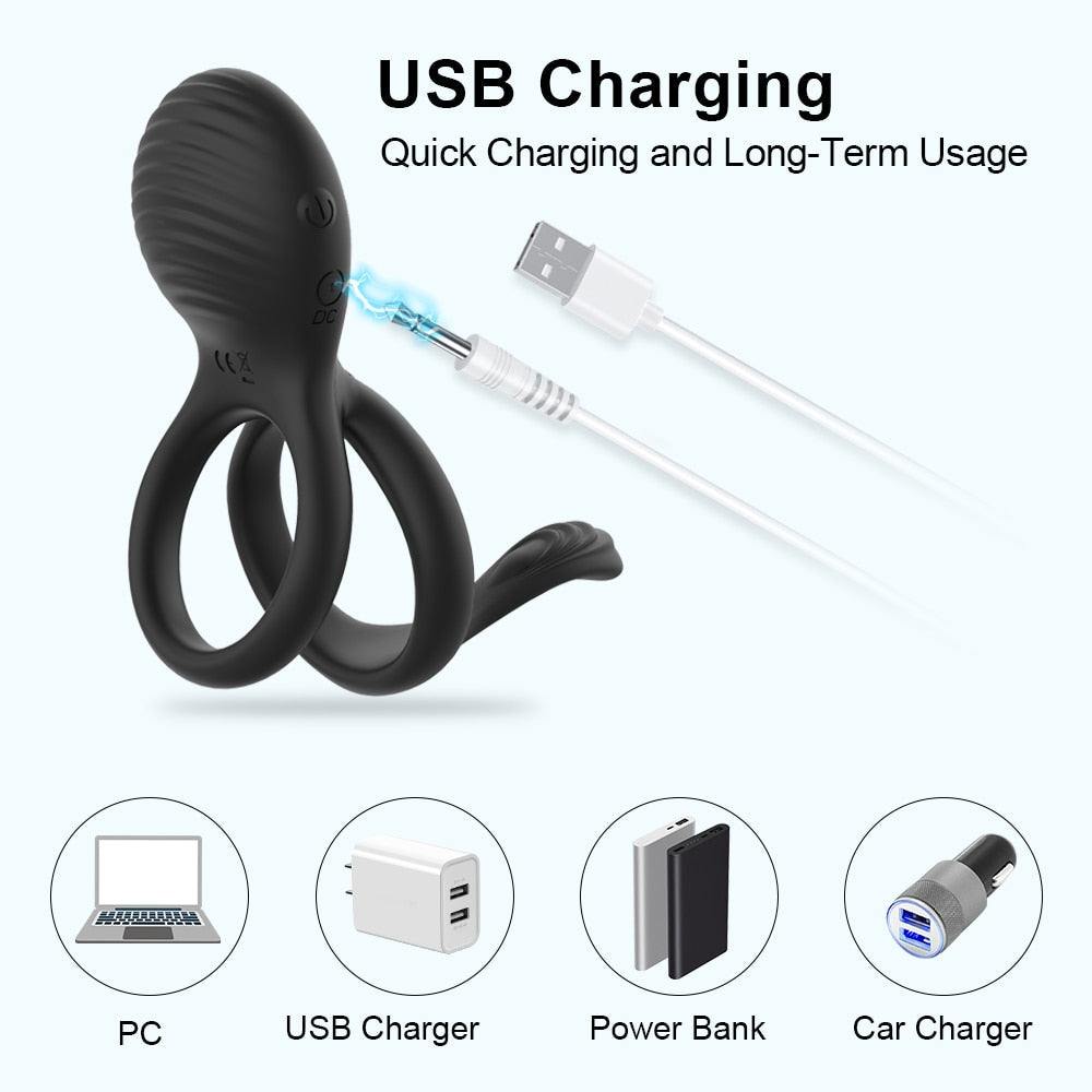 Wireless Couple Ring Sex Toys for Mens Penis Cock Vibrator Ring Cockring Retardant Ejaculation Delay Remote Control - buysextoyth