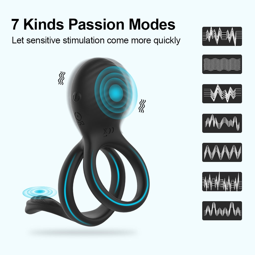 Wireless Couple Ring Sex Toys for Mens Penis Cock Vibrator Ring Cockring Retardant Ejaculation Delay Remote Control - buysextoyth