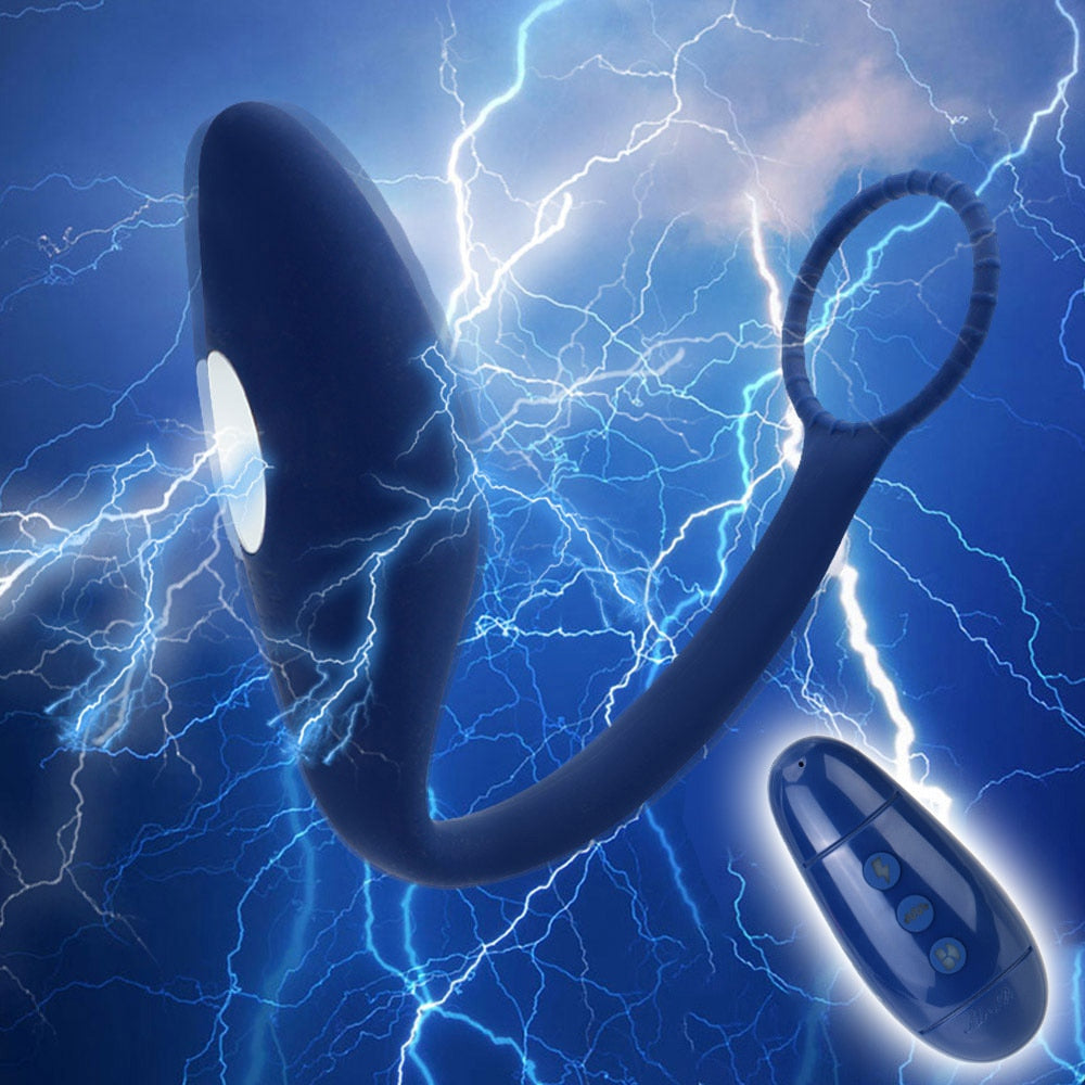 Wireless Remote Control Electric Shock Prostate Massager Gay Sex Toys Anal Plug Butt Plug Vibrator with Ring Anal Toy for Men - buysextoyth