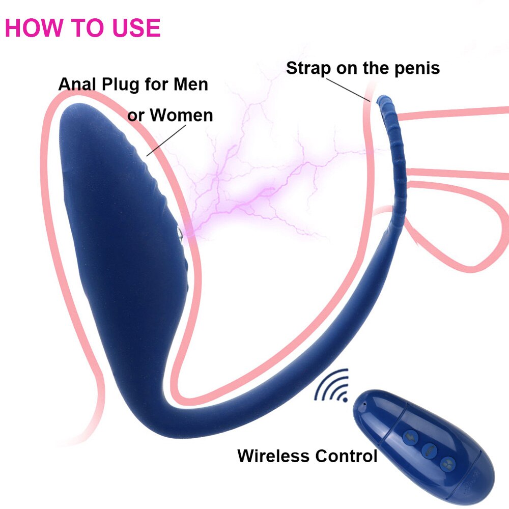 Wireless Remote Control Electric Shock Prostate Massager Gay Sex Toys Anal Plug Butt Plug Vibrator with Ring Anal Toy for Men - buysextoyth