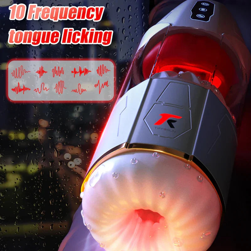 Yeain Sex toys Men Automatic Masturbation Cup Adult Sexy Toy Tongue Licking Sucking Vibrating Penis Trainer Heated Masturbator - buysextoyth