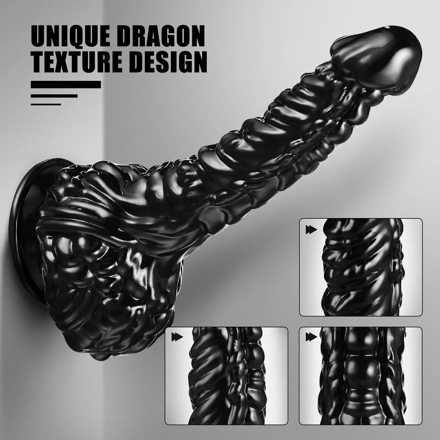 Dragon Design TPE Penis. 9-Inch Solid Color Uncharged Male Dildo for Masturbation. Hand Washable Male Erotic Accessory - buysextoyth